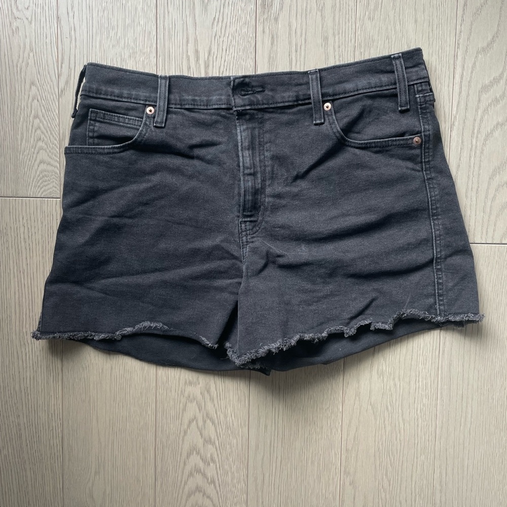 Signature by Levi's Black Jean Shorts with Frayed Hem